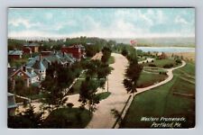 Portland ME-Maine, Aerial Western Promenade, Antique Vintage Souvenir Postcard picture