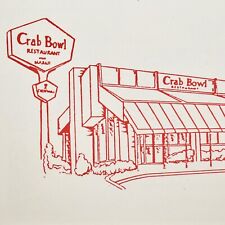 1988 Crab Bowl Restaurant Menu Coronado Drive Barbur Boulevard Portland Oregon picture