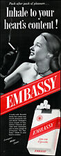 1949 Embassy cigarettes Woman smoker inhale content vintage photo print ad adL59 picture