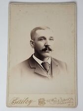 Vintage 1800's Cabinet Card Handsome Gent Mustache  - Concord, NH picture