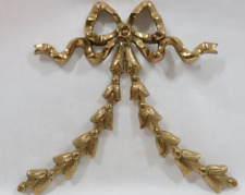 Vintage Solid Brass Hollywood  Regency Ribbon Bow Wall Art Hanging Decor picture