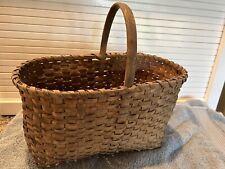 WONDERFUL OLD ANTIQUE HAND-WOVEN BASKET WITH HANDLE PROBABLY FROM THE 1800's picture
