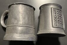 2 Vintage Pewter Mugs 1- ALPHABET  1-Plain picture