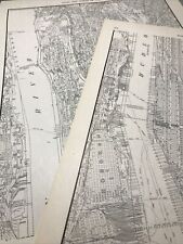 1940's upper & lower Manhattan Hudson east Harlem  Bronx atlas Map 2 page picture