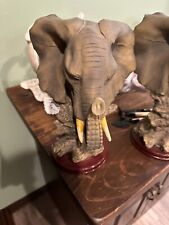 Elephant Head desk statue. 13 inches Wide. 14 Inches Tall. picture