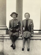XE Photograph Pretty Women SItting On Edge 1940's Lovely Ladies  picture