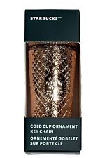 Starbucks Cold Cup Ornament Keychain Christmas 2023 Rose Gold Bling Studded picture