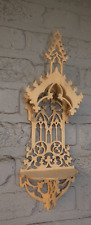 Vintage wood cut wall niche chapel for saint statue religious picture