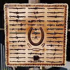 Antique Barbed Wire Display 50 cuts Authentic Barbwire with Horse Shoe picture