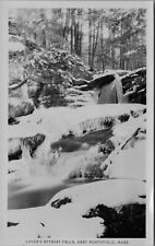 RPPC Winter Icy Snow-Covered Lovers Retreat Falls East Northfield MA Postcard picture