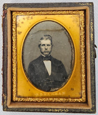Antique 1/9th Plate Daguerreotype of Man with Full Case picture