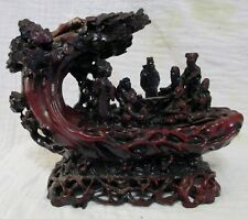 Chinese Deep Red Resin Statue of the Eight Immortals Gambling over Board Game picture