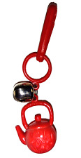 Vintage 1980s Plastic Charm Teapot Tomato Soup Red Charms Necklace Clip On Retro picture
