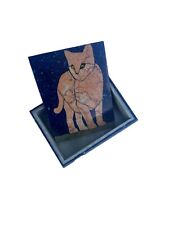 Lapis Lazuli handmade Jewelry Box with Cat photo engraved, Size-M. picture