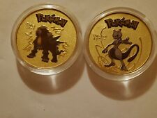 Pokemon MEWTWO and ENTEI Gold plated collectible collector's coins picture