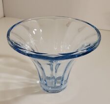 Vintage Blue Flared Ribbed Vase Decorative With Thick Glass 3.5