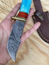 8” Hand Forged Damascus Steel Knife w/ Bone Handle/sheath ZH 08/hunting Knife picture