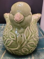 Urban Trends Green Ceramic Bird Collection Embossed Flowers Design. D7 picture