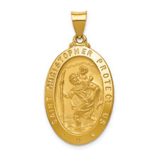 14k Polished and Satin St Christopher Medal Hollow Pendant XR1405 picture
