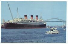 Long Beach CA Harbor Queen Mary Ship Postcard California picture