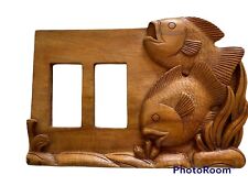 Bali Indonesia Hand Carved Teak Wood Switch Plate Outlet Cover- Tropical Sea picture