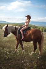 Cowgirl horse photo female model nudes woman busty legs boobs picture print GF33 picture