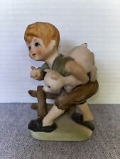 Lefton Vintage Boy Carrying Pig By Lefton Bone China # KW5306 Hand Painted picture
