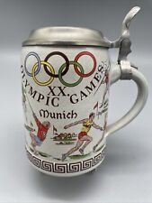 1972 Munich Olympic Games Heavy Mug Bavaria w/pewter lid Nice 18oz Capacity picture