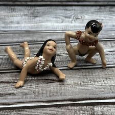 Vintage Keiki Millesan Drews Hawaiian Figures Ceramic Girl Boy Napco Japan *Read picture