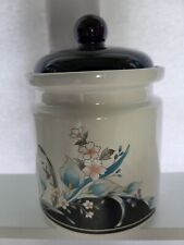 Black Rhapsody By Fine China Of Japan Canister Pastel Floral Blue Orchid  picture