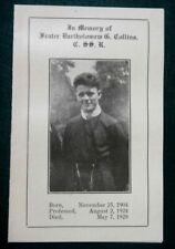 1928 antique DEATH CARD FRATER BARTHOLOMEW G.COLLINS C.SS.R. roxbury ma catholic picture