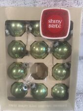 Vintage Shiny Brite Glass Ornaments Lime Green 1.75” In Box picture