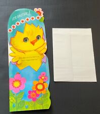 VTG Rust Craft XL Easter Card Trifold Chick Coming Out of Her Shell Flowers NEW picture