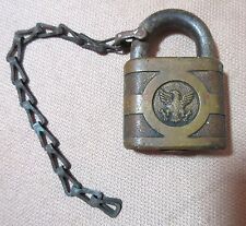 antique detailed brass bronze American bald eagle pad key lock hardware picture