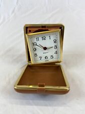 Vintage Equity Travel Alarm Clock In Case Taiwan Plastic Brown Battery Included picture