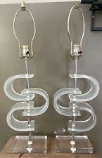 Pair Lucite Lamps Regency  Springer Mid century Hollis Deco Hollywood Lights picture