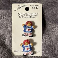 Vintage Raggedy Ann Le Bouton Buttons Set of 2 Buttons Hand Painted picture