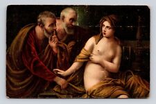 Old Antique Postcard Nude Woman Susanna and Elders by artist Guido Reni 1905-10 picture