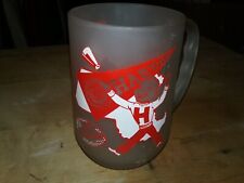 Vintage Harvard Football Frosted Drinking Glass with painted designs.  VGC picture