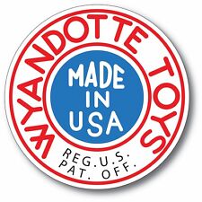 Vintage REPRODUCTION WYANDOTTE USA Tin Wind Up Toy DECAL STICKER 4 INCH picture