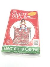 Vintage giant gift bag with tag and yarn Christmas winter holiday gift wrap  picture