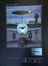 VINTAGE 1980'S ERA OFFICIAL US AIR FORCE E3 AWACS SENTRY 23X17 COLOR POSTER picture