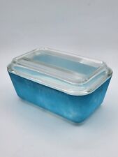 VTG Blue PYREX Rectangular Lidded Refrigerator Glass Dish 0502 & 502-C Fridgie picture