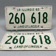 Illinois 1965 Vintage PAIR License Plate Front/Rear Tag Pickup Man Cave Garage picture