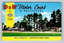 Perry FL-Florida, D & D Motor Court & Restaurant Vintage c1957 Souvenir Postcard picture