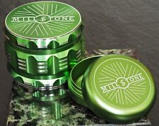Millstone Tobacco Herb Grinder & Storage Tin Jar Metal 2.5 inch 4-Piece Green picture