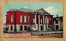 Public Library Building Aberdeen Washington WA Gold Border c1910 Postcard picture