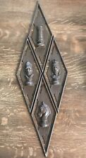 VTG Mid-Century Sexton Diamond Shape Metal Chess Pieces Wall Plaques-Set Of 4 picture