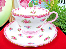 Shelley tea cup and saucer pink rose pink delicate teacup England 1940s picture