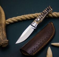 AB CUTLERY CUSTOM HANDMADE STEEL D2 SKINNER KNIFE HANDLE BY STEEL GUARD AND WOLF picture